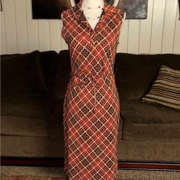 A’ Gaci • Vintage • Large • USA • Brown/Black/Red • Plaid • Sleeveless Dress - Picture 3 of 13